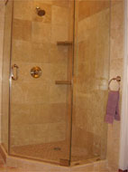 angled tile shower using urethane grout 