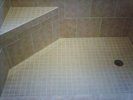 close of tile shower floor 
