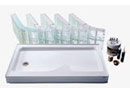shower kit using glass block premade panels and an acrylic shower base