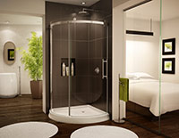 sliding curved glass shower enclosure