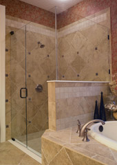 custom frameless pivoting shower enclosure & door system cleveland