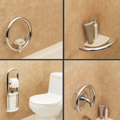 assorted decorative safety grab bars for a shower tub or toilet areas