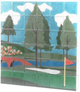 golf course mural on glass blocks for a wall or window