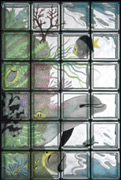 ocean image on glass blocks