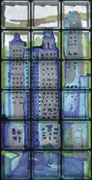 skyscraper image into glass blocks