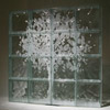 tree mural in etched glass blocks 