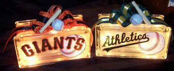 baseball themed gift glass blocks 