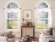 double hung and half round windows in a living room in akron ohio