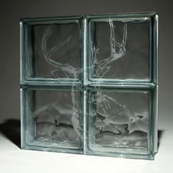 Deer Head Etched Glass Block