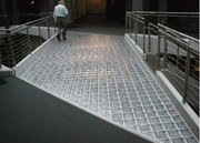 glass block floor and deck system in a mall