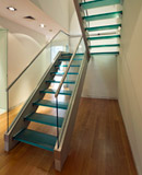 glass staircase and stair treads