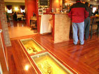 restaurant structural glass floor with a wine cellar underneath