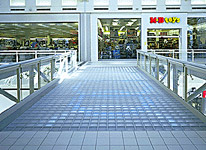 glass block pavers and deck in a mall