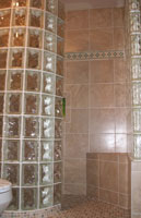 rounded glass block shower walls