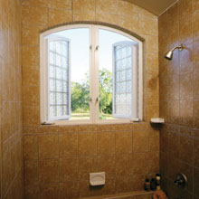 casement style shower windows for privacy 
