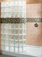 60 x 34 acrylic base walk in shower with glass blocks 