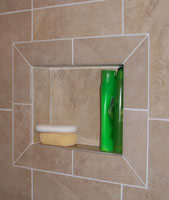 niche in a shower completed with tile 