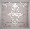 designer glass window with a renaissance pattern
