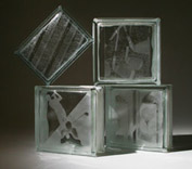 assorted etched glass block with a sports theme