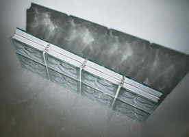 prefab glass block window section with vinyl stacking system 