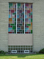 basement windows in a church in columbus using glass blocks and air vents 
