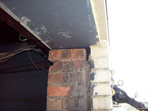 masonry opening before a commercial glass block installation