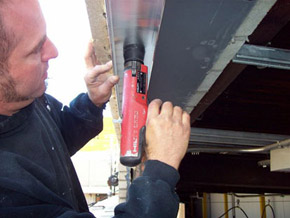 aluminum channel being installed