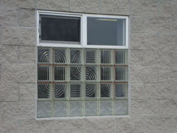 warehouse window with OSU pattern 