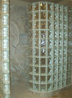 two wall curved walk in shower approximately 66" x 48" 