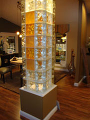 decorative glass block column in a home in cleveland ohio 