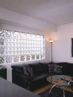 window using 12 x 12 and 6 x 6 glass block design 