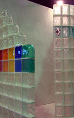rainbow colored glass block wall in columbus ohio 