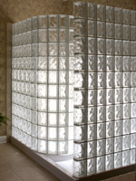 72 x 51 acrylic white shower base with 2 glass block premade walls in columbus ohio 