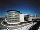 curved glass block wall in a parking deck