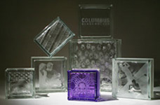collage of etched glass blocks 