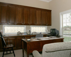 windows underneath den cabinets for lighting