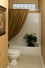 hall bath window using glass blocks for privacy and light 