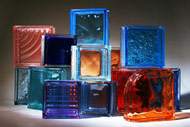 shaped & standard glass blocks in assorted colors 