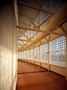 gym windows made of glass blocks