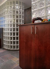 curved shower wall in an upscale home using glass blocks columbus ohio with nicholson builders