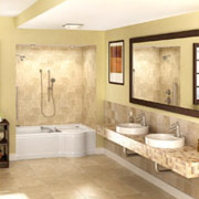 bathroom in a basement using universal design layout