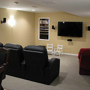 Home Theater in a lower level basement renovation cleveland ohio