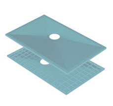 Curbless shower base made of glass reinforced plastic 