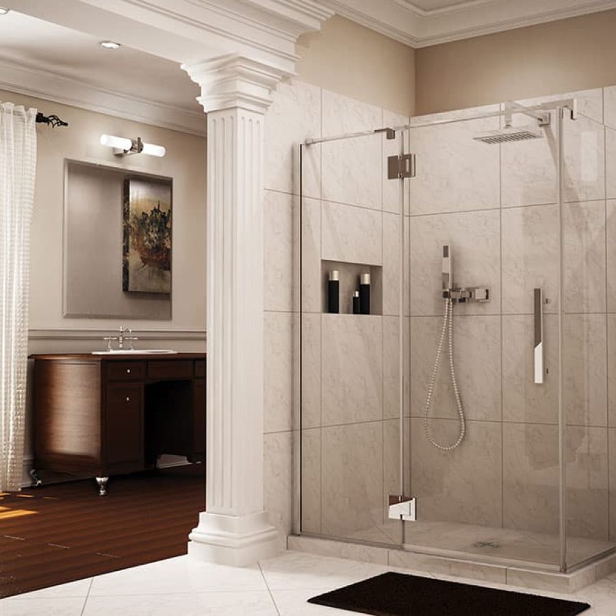 Frameless 2-sided shower door and enclosure with intelligent heavy duty hardware