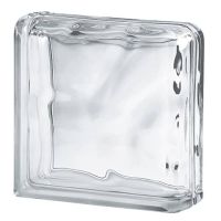 Wave double end - clear glass block 19 x 19 x 8 - Innovate Building Solutions 