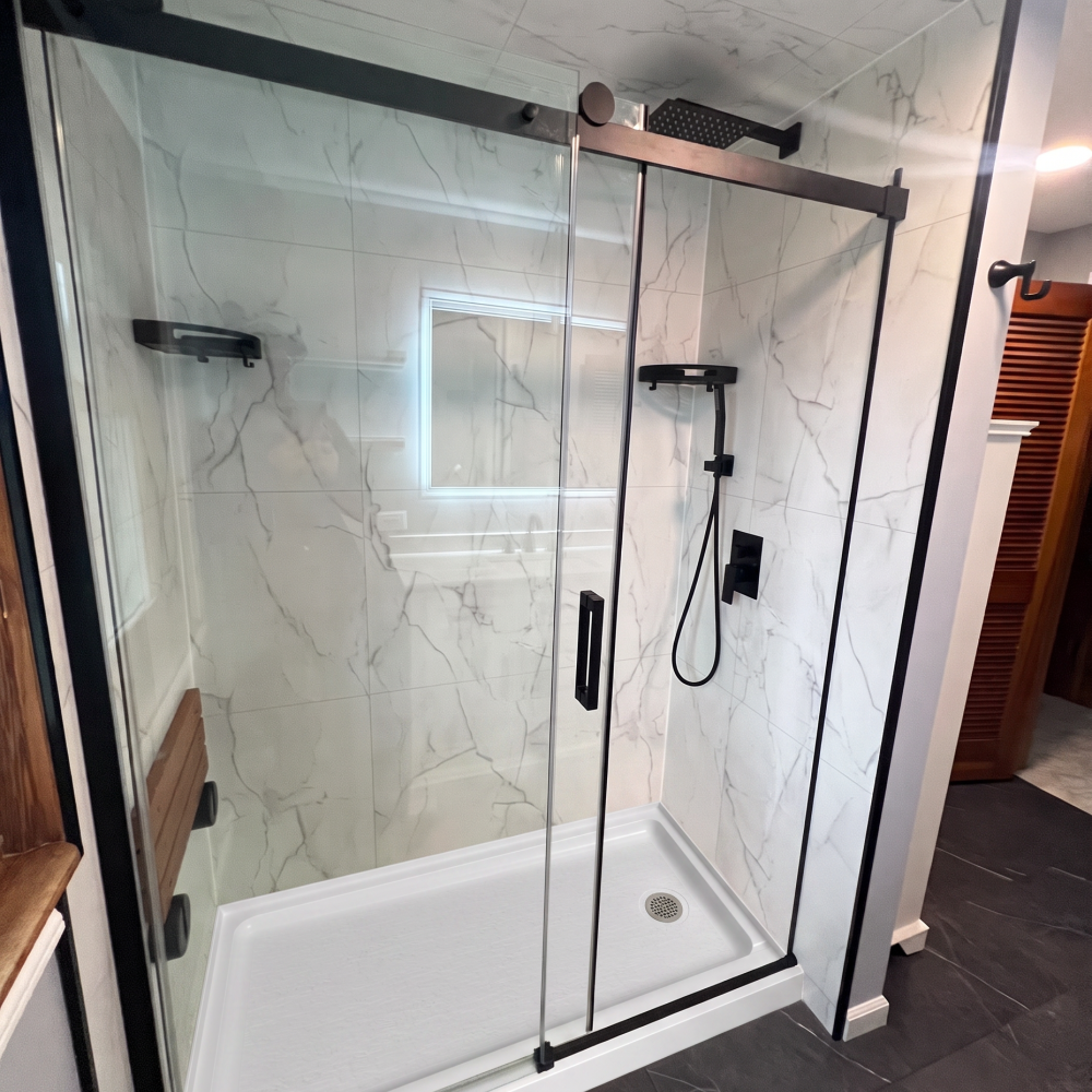 Bianco Marble SMC Base EnduraPan Shower Base Side Drain