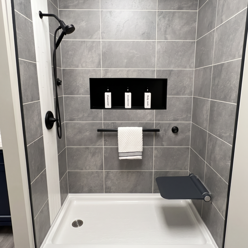 Black 3D Textured Slate SMC Base EnduraPan Shower Base