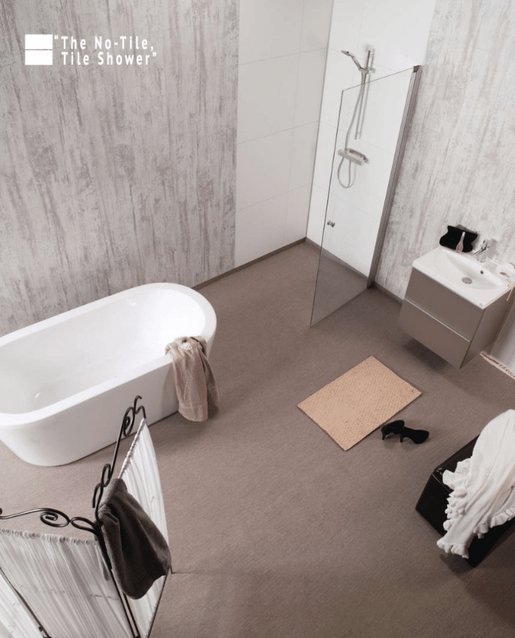 Shabby chic modern farmhouse shower and bathroom wall panels | Innovate Building Solutions | Innovate Builders Blog | #ModernFarmhouse #LaminateWallPanels #ShowerWallPanels 