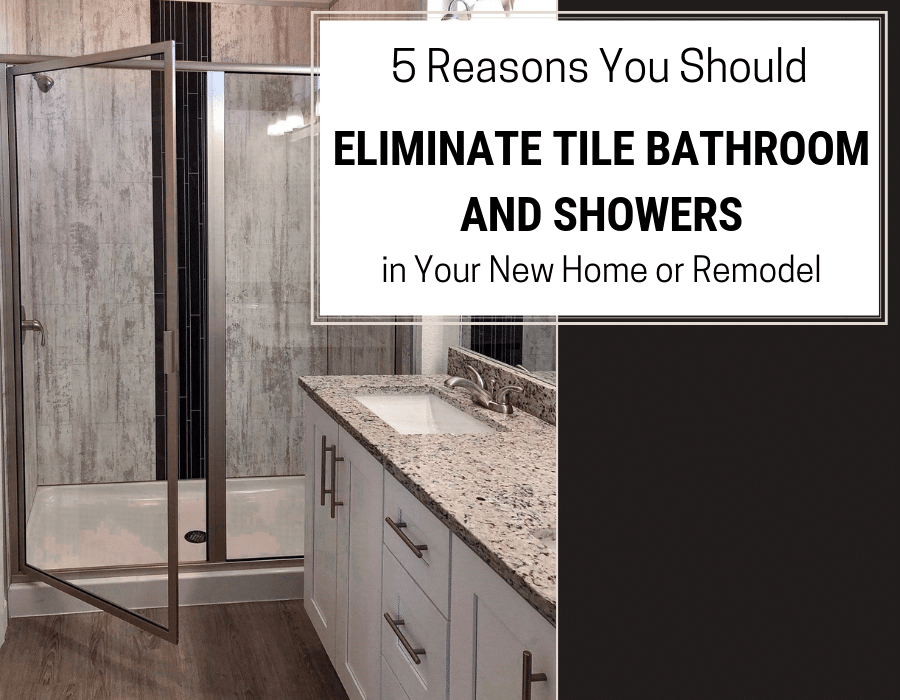 Antique Grey with black decorative laminate panels | Innovate Building Solutions | #AntiqueGrey #ShowerPanels #BathroomWallPanels