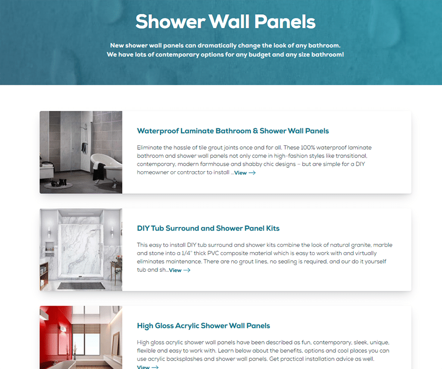 Idea 3 organizing like products services on a bathroom remodeling wall panel web site | Innovate Building Solutions | Innovate Builders Blog #Products #Services #WebsiteMistakes 